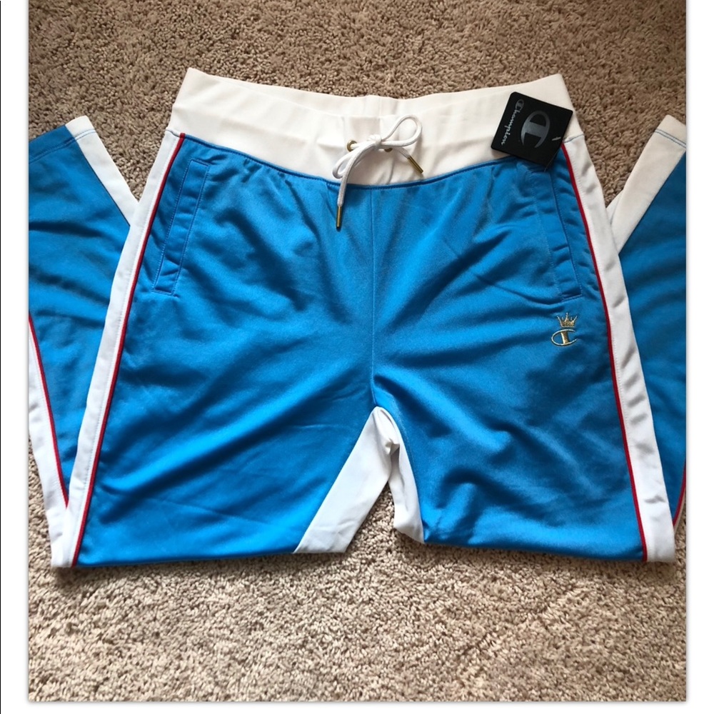 CHAMPION Slim leg track pants Ankle crown gold joggers sweatpants  XS satin - Picture 7 of 8